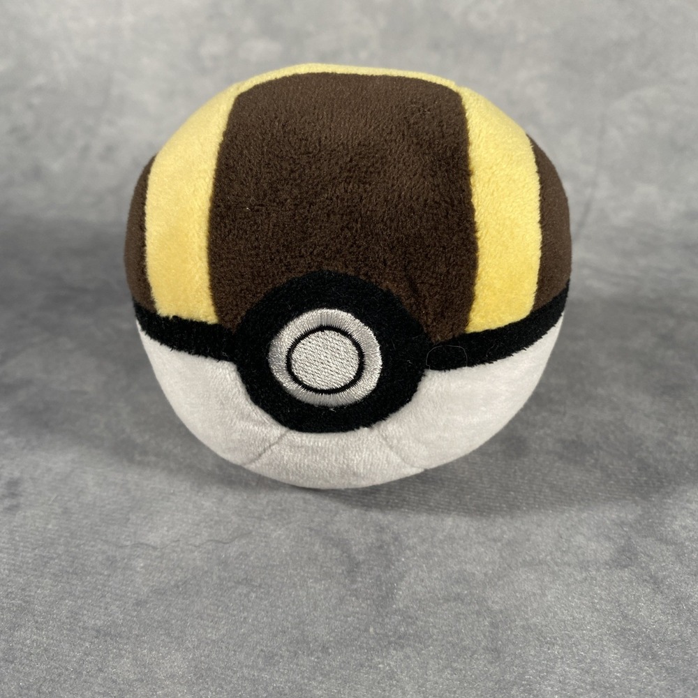 Ultra Ball Pokemon Pokeball Plushie Brown & Yellow Collectible Stuffed Toy